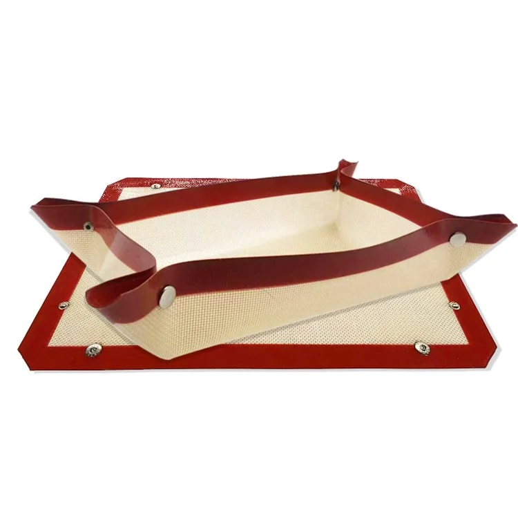 Tapis de cuisson en silicone de 42 x 29,5 cm avec petits boutons, antiadhésif et résistant à la chaleur (sans BPA, conforme FDA) - Rouge