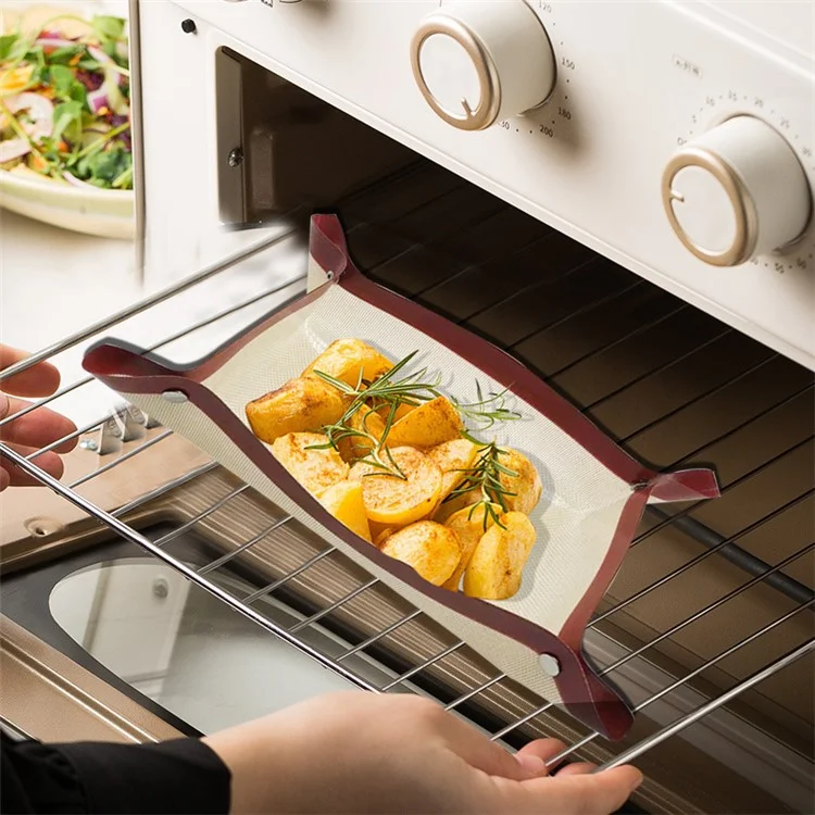 Tapis de cuisson en silicone de 42 x 29,5 cm avec petits boutons, antiadhésif et résistant à la chaleur (sans BPA, conforme FDA) - Rouge