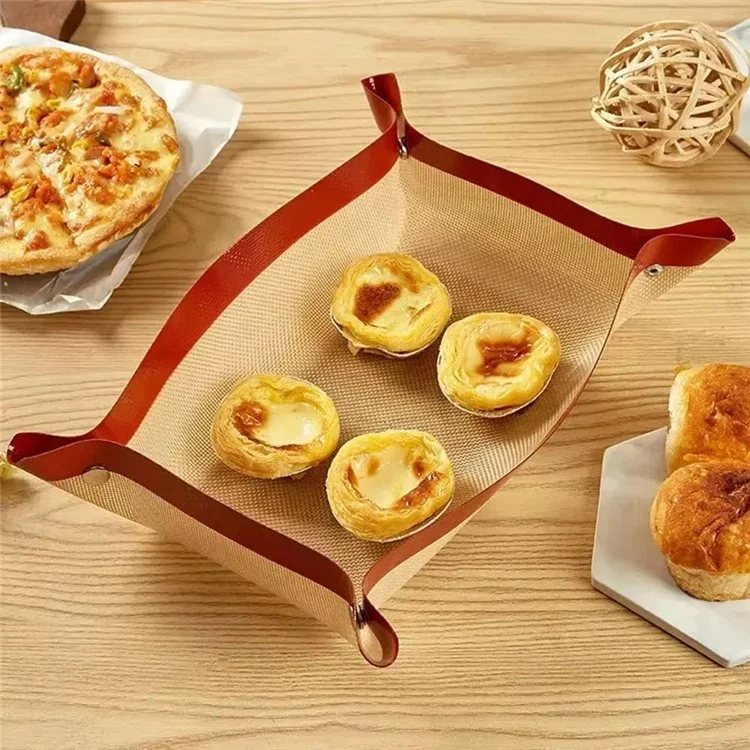 Tapis de cuisson en silicone de 42 x 29,5 cm avec petits boutons, antiadhésif et résistant à la chaleur (sans BPA, conforme FDA) - Rouge