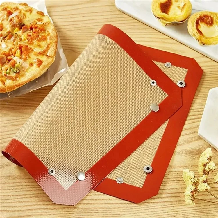 Tapis de cuisson en silicone de 30 x 20 cm avec petits boutons, antiadhésif et résistant à la chaleur (Sans BPA, Conforme FDA) - Rouge