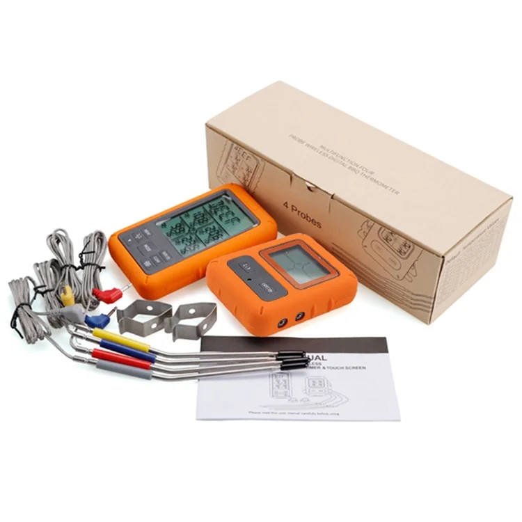 TS-TP40-A Sonda Digital para Barbacoa con Pantalla, Termómetro Inalámbrico para Alimentos de 4 Canales para Cocina