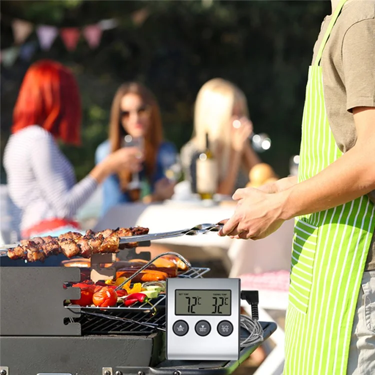 TS-BN50 Termômetro Digital de Alimentos para Churrasco, Cozinha e Cozimento com Alarme, Cronômetro e Indicador de Temperatura