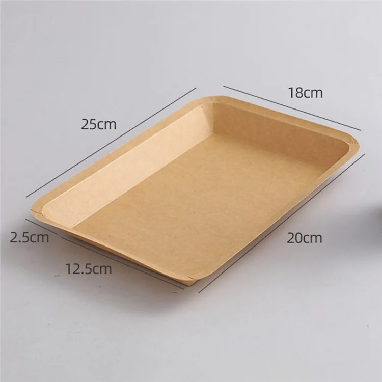 50Pcs 18x25cm Disposable Kraft Paper Food Trays Barbecue Picnic Rectangular Plates (BPA Free, FDA Certified)