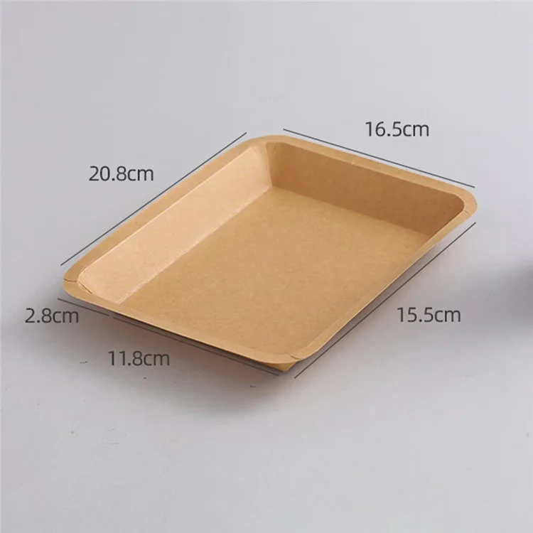 50Pcs 16.5x20.8cm Disposable Kraft Paper Food Trays Barbecue Picnic French Fries Rectangular Plates (BPA Free, FDA Certified)