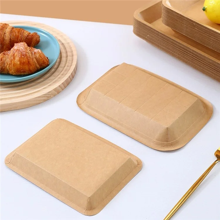 50Pcs 16.5x20.8cm Disposable Kraft Paper Food Trays Barbecue Picnic French Fries Rectangular Plates (BPA Free, FDA Certified)