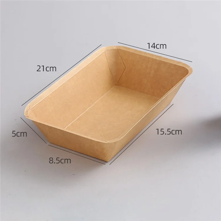 50 Pezzi 14x21cm Vassoi Monouso in Carta Kraft per Alimenti, Vassoi per Barbecue, Picnic e Patatine Fritte Rettangolari (Privi di BPA, Certificati FDA)