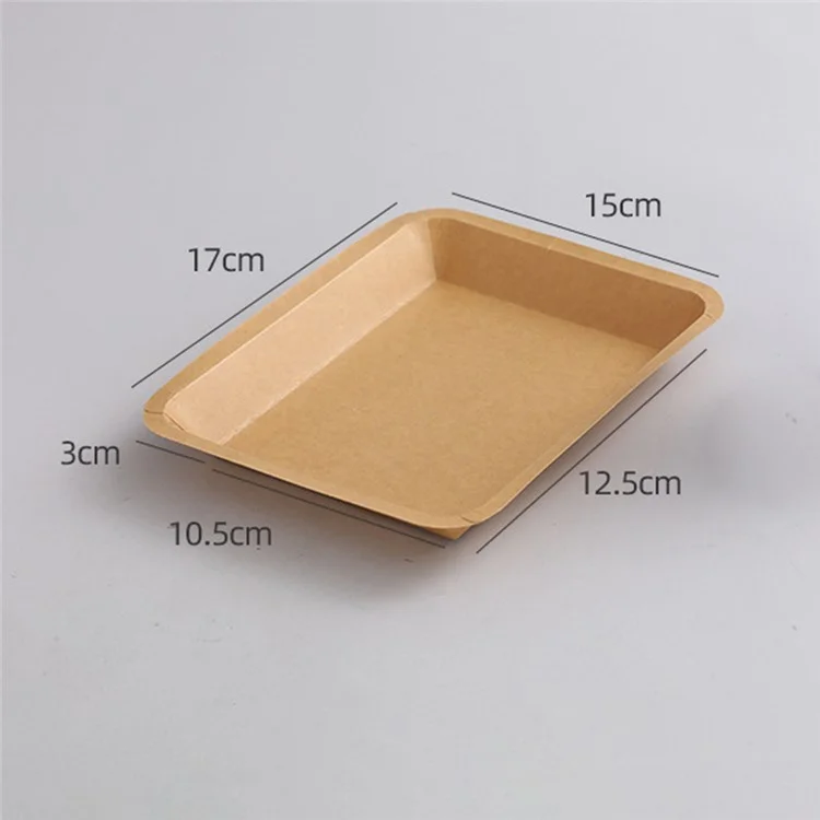 50Pcs 15x17cm Disposable Kraft Paper Food Trays Barbecue Picnic French Fries Rectangular Plates (BPA Free, FDA Certified)