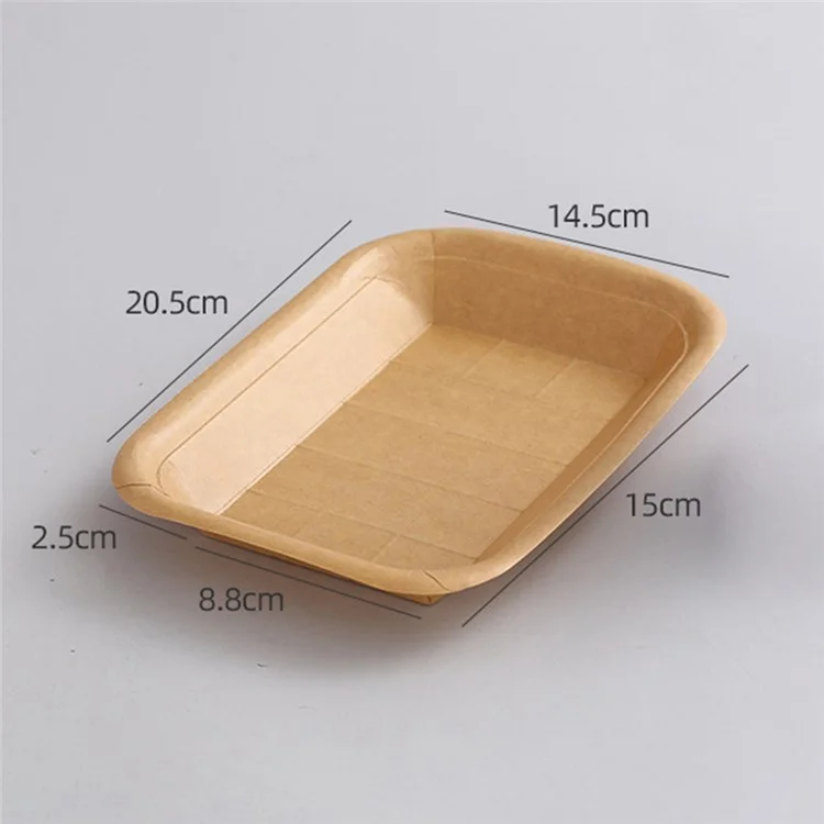 50 Pezzi 14,5x20,5 cm Vassoi Monouso in Carta Kraft per Cibo, Barbecue, Picnic, Piatti Rettangolari per Patatine Fritte (Privi di BPA, Certificati FDA)