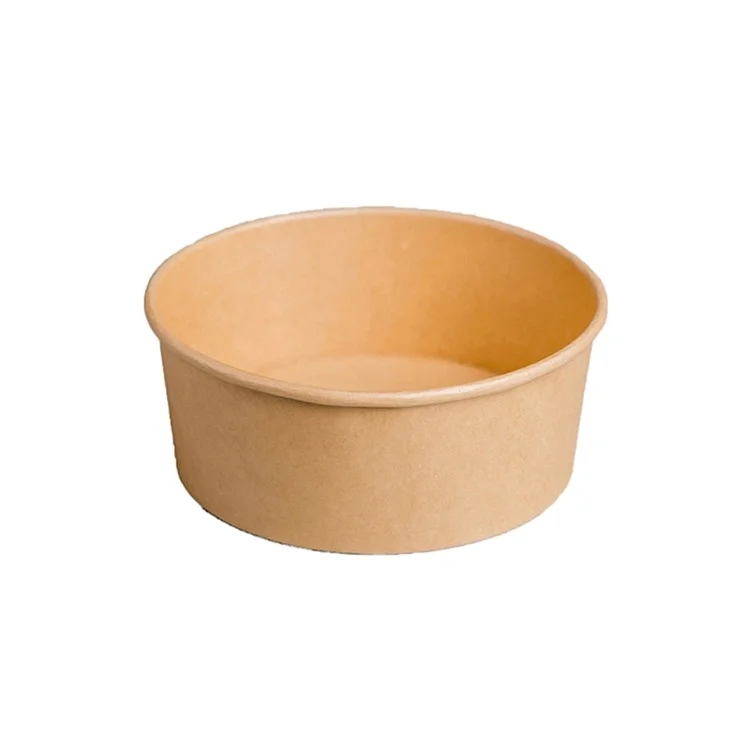 50 Unidades Recipientes Redondos de Papel Kraft Desechables de 500ml con Tapa para Ensaladas / Comidas Ligeras (Sin BPA, Certificado FDA)