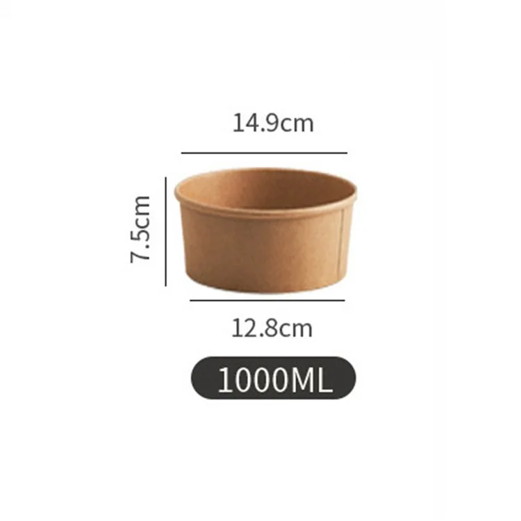 50 Stück 1000ml Einweg-Kraftpapier-Schalen Runde Behälter mit Deckel für Salat / Leichte Mahlzeiten (BPA-frei, FDA-zertifiziert)