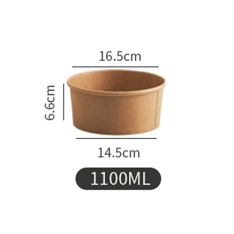 50 Stück 1100ml Einweg-Kraftpapier-Schalen Rund mit Deckel für Salat / Leichte Mahlzeiten (BPA-frei, FDA-zertifiziert)