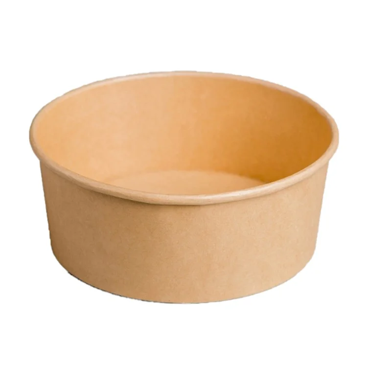 50 Unidades Recipientes Redondos de Papel Kraft Desechables de 1300ml con Tapa para Ensaladas / Comidas Ligeras (Sin BPA, Certificado por la FDA)