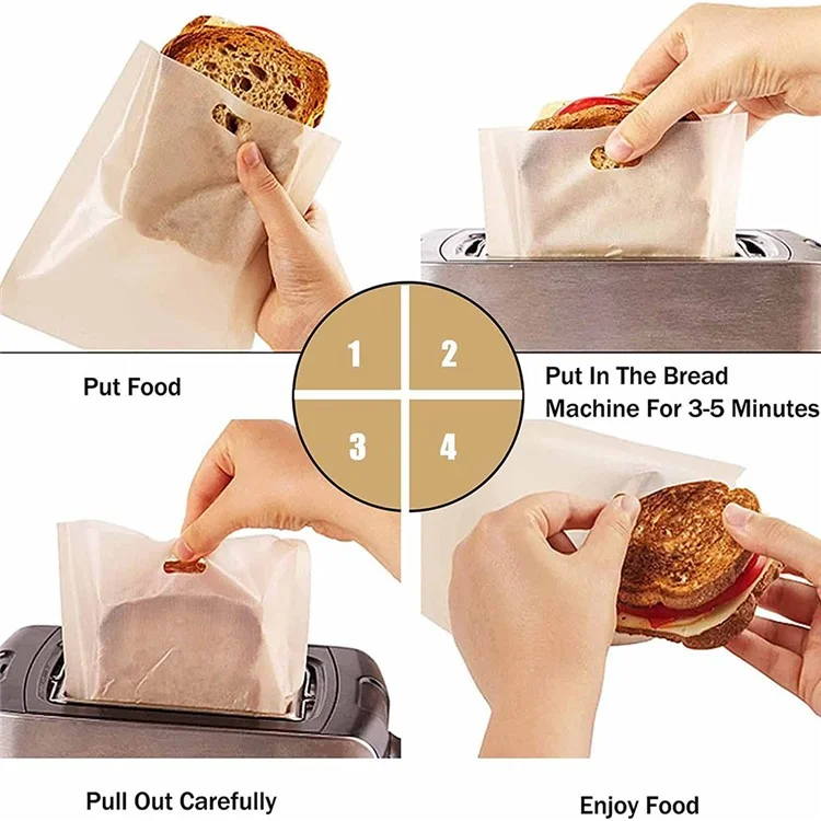 10Pcs 16 x 18cm Reusable Non Stick PTFE Bread Bags for Microwave Oven Toaster (BPA Free, FDA Certified)