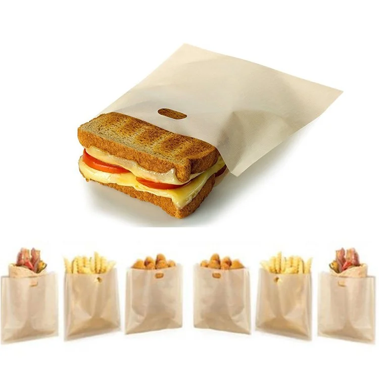 10Pcs 16 x 18cm Reusable Non Stick PTFE Bread Bags for Microwave Oven Toaster (BPA Free, FDA Certified)