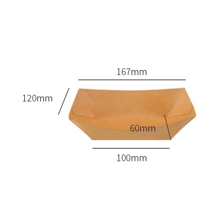 50 Bandejas Desechables de Papel Kraft para Comida, Barbacoa, Fritos y Pollo, Tamaño 3 (Sin BPA, Certificado FDA)