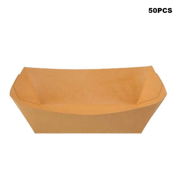 50 unidades Contenedores de papel kraft desechables para servir patatas fritas, pollo y más, tamaño 5 (sin BPA, certificado FDA)