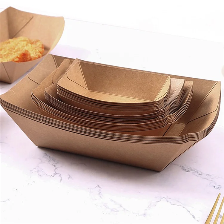50 unidades Contenedores de papel kraft desechables para servir patatas fritas, pollo y más, tamaño 5 (sin BPA, certificado FDA)