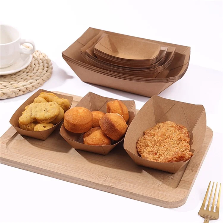 50 unidades Contenedores de papel kraft desechables para servir patatas fritas, pollo y más, tamaño 5 (sin BPA, certificado FDA)