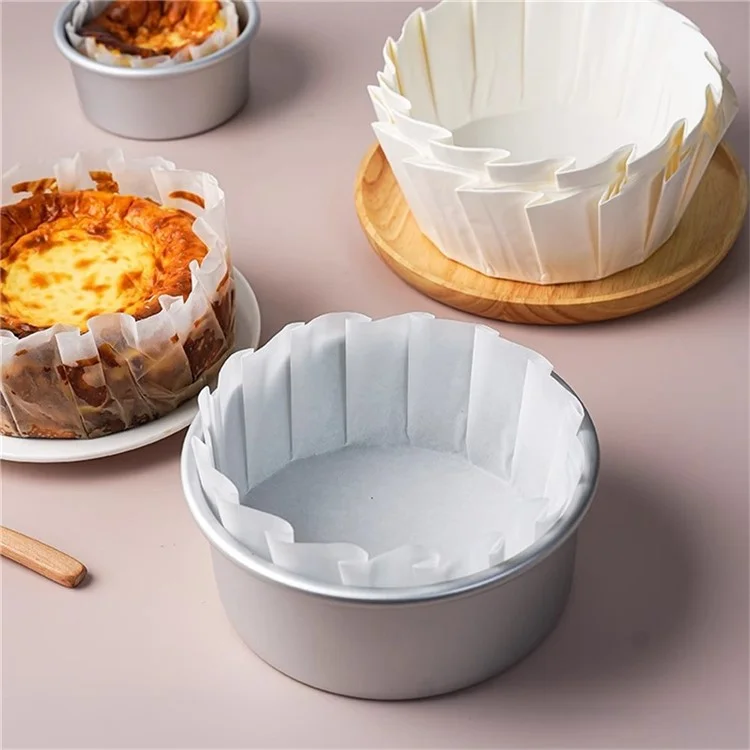 100Pcs 4 inch Basque Cheesecake Silicone Oil Paper Tray Cupcake Liner Baking Cup (BPA Free, FDA Certified)