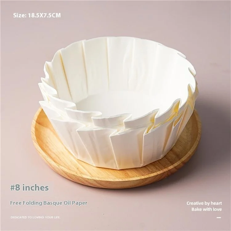 100Pcs 8 inch Basque Cheesecake Silicone Oil Paper Tray Cupcake Liner Baking Cup (BPA Free, FDA Certified)