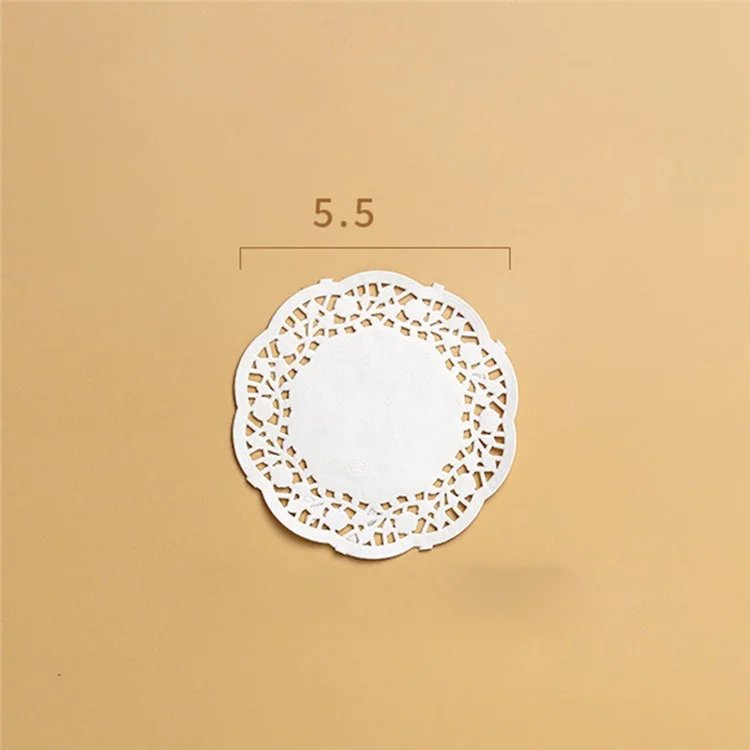 140Pcs 5.5 inch Disposable Food Doilies Round Flower Bottom Paper Lace Liners Oil Absorbing Cake Pad (BPA Free, FDA Certified)