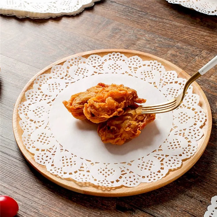 140 Pièces de 16,5 cm Doilies Jetables en Papier Dentelle pour Gâteaux - Fond Floral Rond, Absorbant l'Huile (Sans BPA, Certifié FDA)