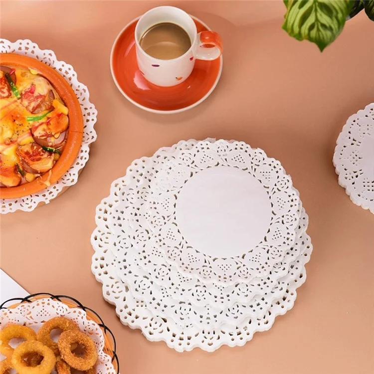 140 Pièces de 16,5 cm Doilies Jetables en Papier Dentelle pour Gâteaux - Fond Floral Rond, Absorbant l'Huile (Sans BPA, Certifié FDA)