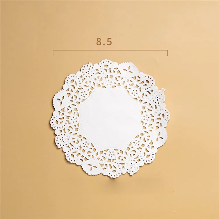140 Peças Toalhinhas de Papel Rendado Descartáveis de 21,5 cm para Bolos, Forração Redonda com Fundo em Flor, Absorvente de Óleo (Sem BPA, Certificado FDA)