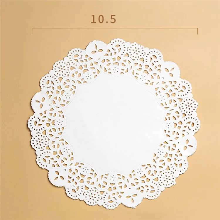 140 Pièces 10,5 pouces Dessous de plat jetables ronds en dentelle de papier Absorbant l'huile Tampon à gâteau (Sans BPA, certifié FDA)
