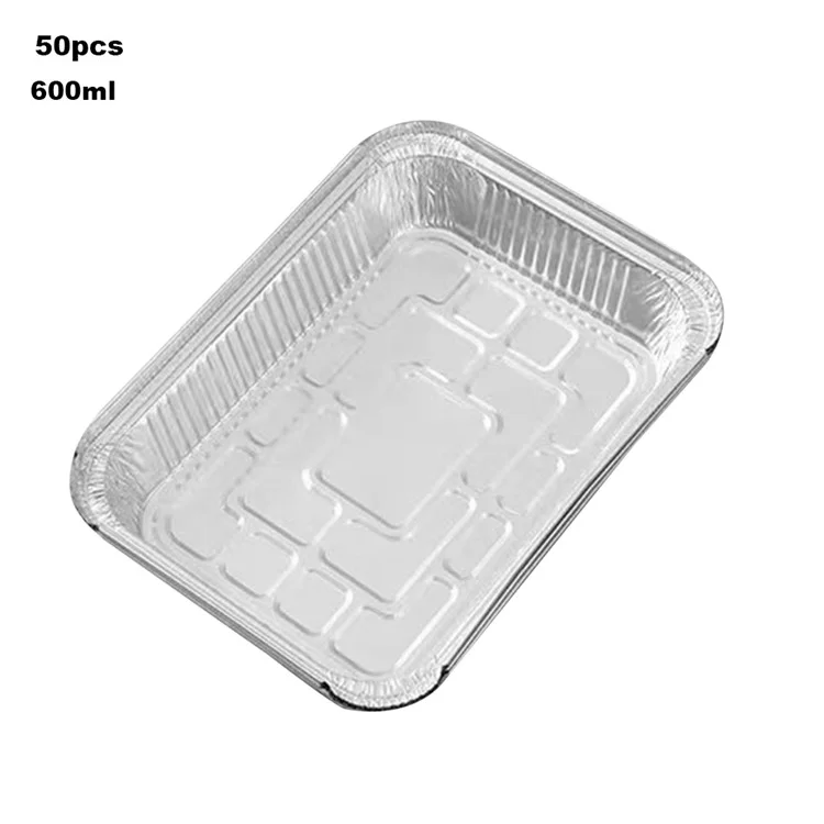 50 Stück Aluminiumfolienschalen für Heißluftfritteusen 600 ml Einweg-Backschalen Hitzebeständige Behälter (BPA-frei, FDA-zertifiziert)