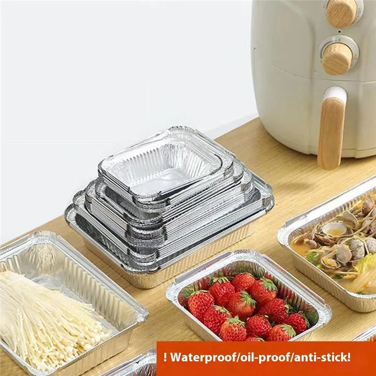 50 Stück Aluminiumfolienschalen für Heißluftfritteusen 600 ml Einweg-Backschalen Hitzebeständige Behälter (BPA-frei, FDA-zertifiziert)