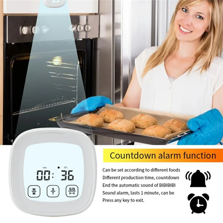 Termómetro Digital TS-802A-1 de 2,3 Pulgadas para Barbacoa con Pantalla Táctil, Timer y 8 Tipos de Alimentos
