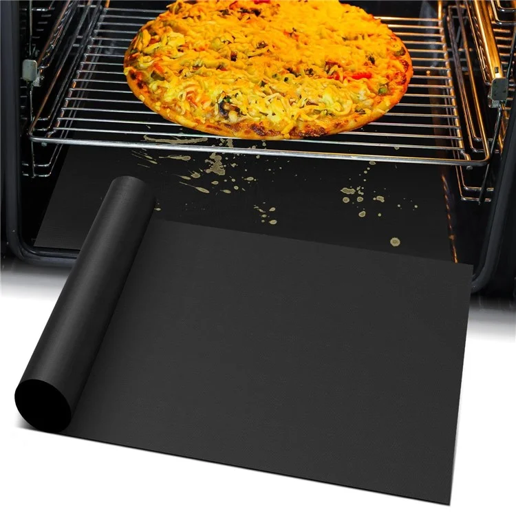 40x33cm 0.2mm Thick Non-Stick High Temperature Microwave Oven Mat Outdoor BBQ Grill Liner Mat (No FDA, BPA-Free) - Black