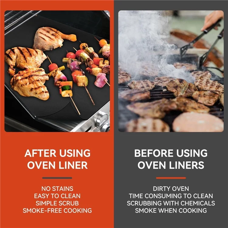 40x33cm 0.2mm Thick Non-Stick High Temperature Microwave Oven Mat Outdoor BBQ Grill Liner Mat (No FDA, BPA-Free) - Black