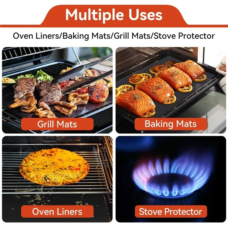 40x60cm 0,2 mm Tappetino Antiaderente per Forno a Microonde e Griglia BBQ ad Alta Temperatura (Non FDA, Privo di BPA) - Nero