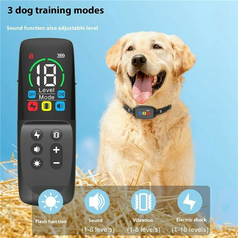 760 LCD Farbdisplay Hundetrainingshalsband mit Fernbedienung, Vibration und Anti-Bell-Funktion, Ohne Schock