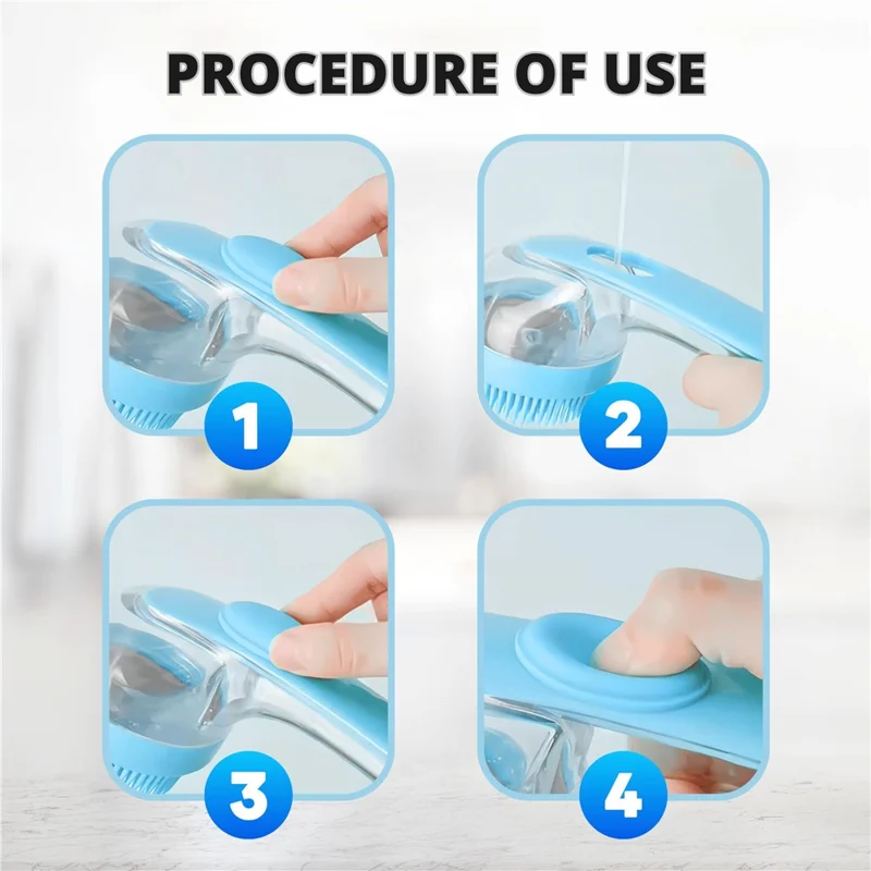 Brosse de toilettage pour animaux avec manche long et distributeur de liquide - Outil de massage et nettoyage pour chiens et chats - Jaune / Poils épais