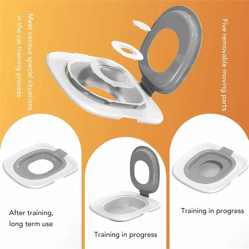Kit de Treinamento de Banheiro Destacável para Gatos - Bandeja de Areia Plástica Reutilizável para Correção de Comportamento - Cinza