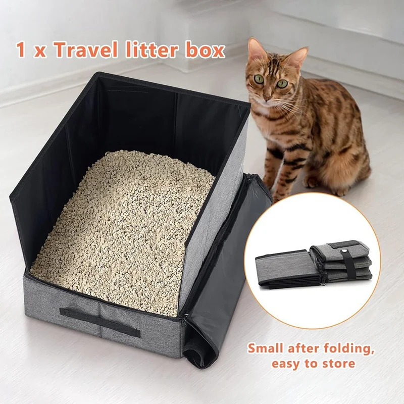 Lettiera per Gatti Pieghevole Impermeabile in Tessuto Oxford 600D - Portatile e da Viaggio per Gatti