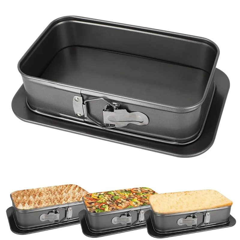 Moule à gâteau carré antiadhésif en acier au carbone avec fond amovible, 40 x 28 x 8 cm (certifié FCM / FDA / LFGB)