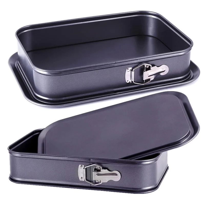 Moule à gâteau carré antiadhésif en acier au carbone avec fond amovible, 40 x 28 x 8 cm (certifié FCM / FDA / LFGB)