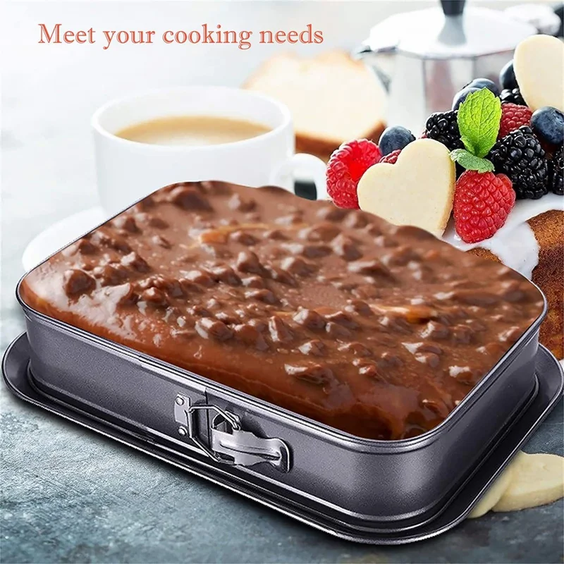 Moule à gâteau carré antiadhésif en acier au carbone avec fond amovible, 40 x 28 x 8 cm (certifié FCM / FDA / LFGB)