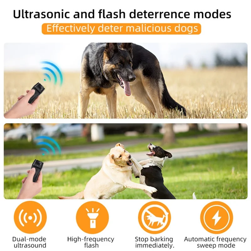 P23 Mini Ultrasonic Anti Barking Device for Dogs Gift Portable Bark Control Dog Training Deterrent - Black
