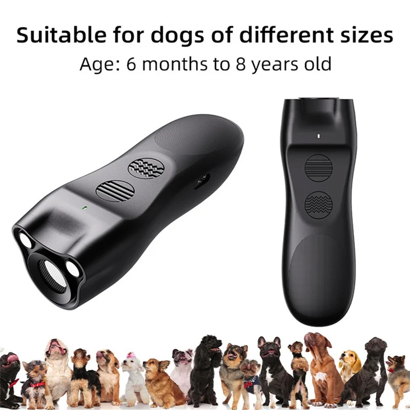 P23 Mini Ultrasonic Anti Barking Device for Dogs Gift Portable Bark Control Dog Training Deterrent - Black