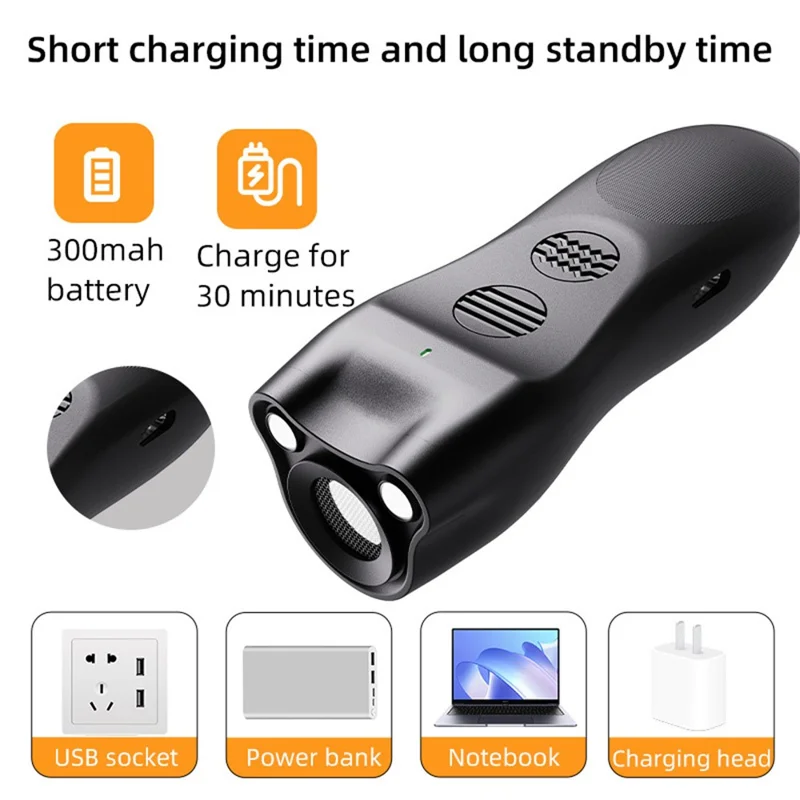 P23 Mini Ultrasonic Anti Barking Device for Dogs Gift Portable Bark Control Dog Training Deterrent - Black