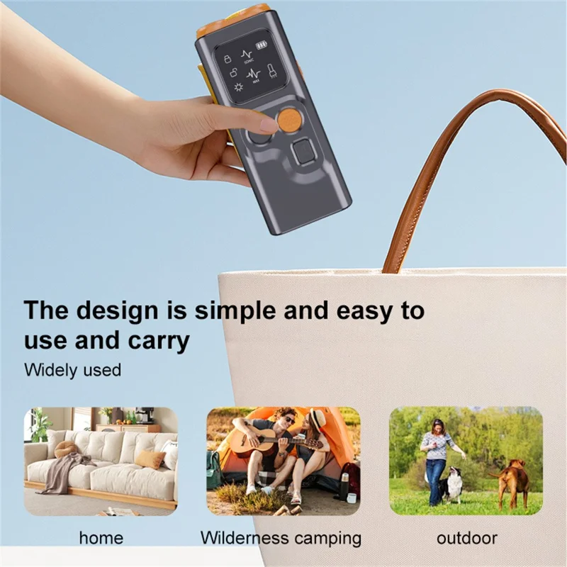 P7 Portable Dual Head Ultrasonic Dog Repellent with LED Light Anti Barking Device Gift for Training - Black