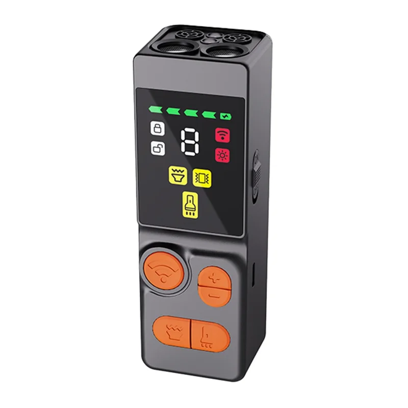 A19 4-głowicowy ultradźwiękowy odstraszacz psów z cyfrowym wyświetlaczem, urządzenie treningowe z regulowaną częstotliwością, prezent z wbudowaną latarką LED - Czarny+Pomarańczowy