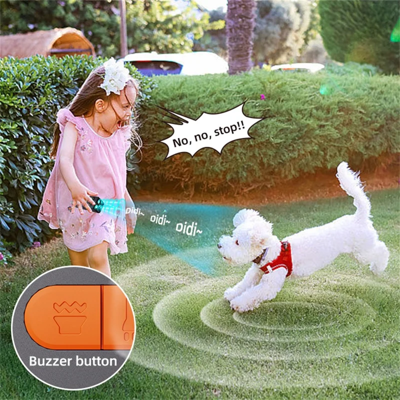 A19 4-głowicowy ultradźwiękowy odstraszacz psów z cyfrowym wyświetlaczem, urządzenie treningowe z regulowaną częstotliwością, prezent z wbudowaną latarką LED - Czarny+Pomarańczowy