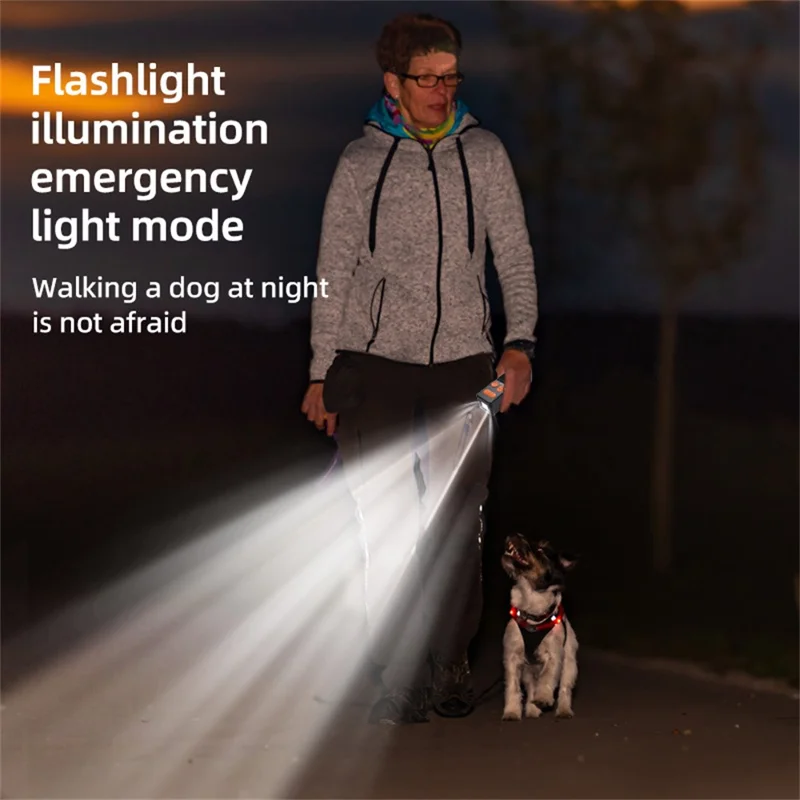 A19 4-głowicowy ultradźwiękowy odstraszacz psów z cyfrowym wyświetlaczem, urządzenie treningowe z regulowaną częstotliwością, prezent z wbudowaną latarką LED - Czarny+Pomarańczowy