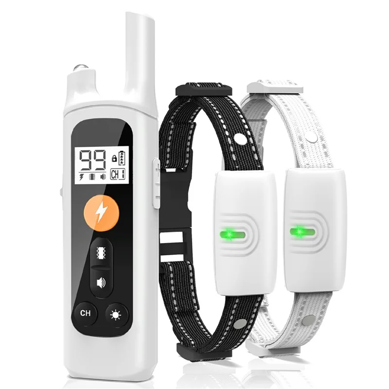 789 Rechargeable Dog Training Collar Gift Electric Shock Vibration Anti Bark Pet Collar with Sound and Light, 1 Remote + 2 Receiver